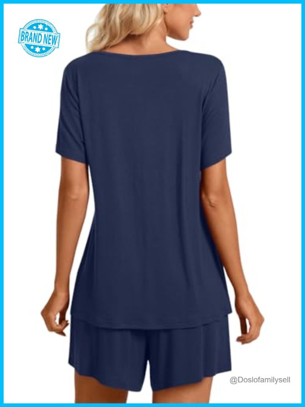 2 Piece Women's Short Sleeve Pajama Set with Pockets - Soft Rayon Lounge - Picture 4 of 6